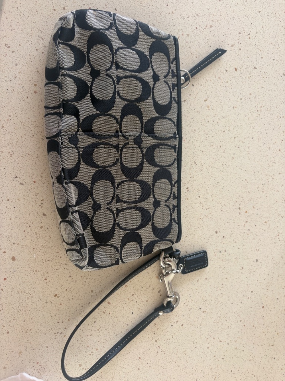Coach Black and Grey Signature C Canvas Wristlet - Picture 6 of 9